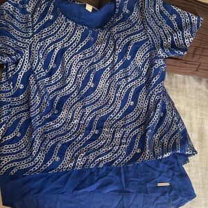 MICHAEL Michael Kors Blue and White Chain Print Tunic